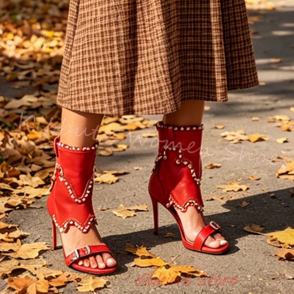 Boho Denim Sandal Women Pearl  - مراجعة Vintage Fashion Boots وسعره