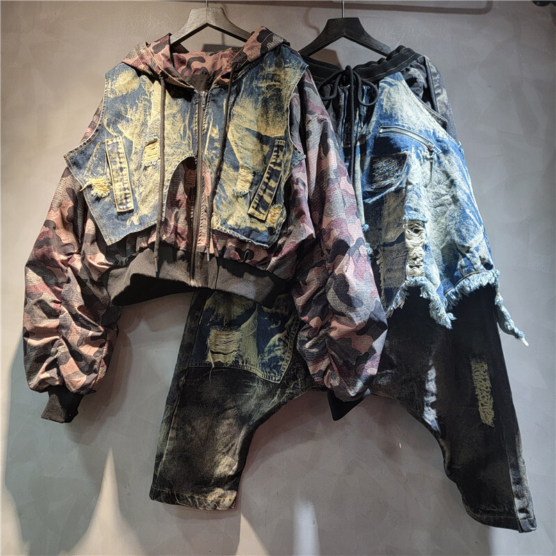 WTHT Trendy Women's Camouflage - مراجعة Patchwork Jean Jacket وسعره