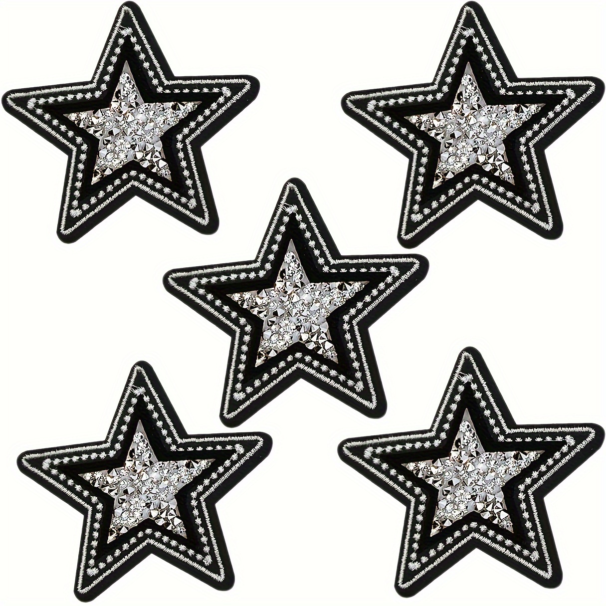 5 PCS Black and White Twinkle  - مراجعة Patchwork Jean Jacket وسعره