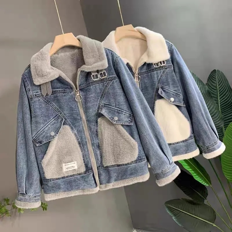 Faux Mink Velvet Stitching Den - مراجعة Patchwork Jean Jacket وسعره