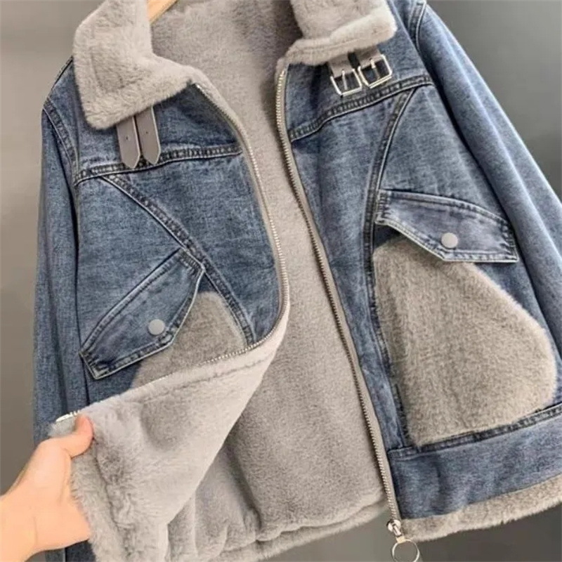 Faux Mink Velvet Stitching Den - مراجعة Patchwork Jean Jacket وسعره