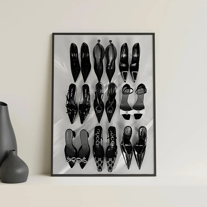 Black White Luxury High Heels  - مراجعة Vintage Fashion Sketches وسعره