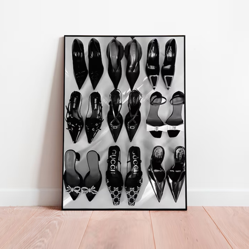 Black White Luxury High Heels  - مراجعة Vintage Fashion Sketches وسعره