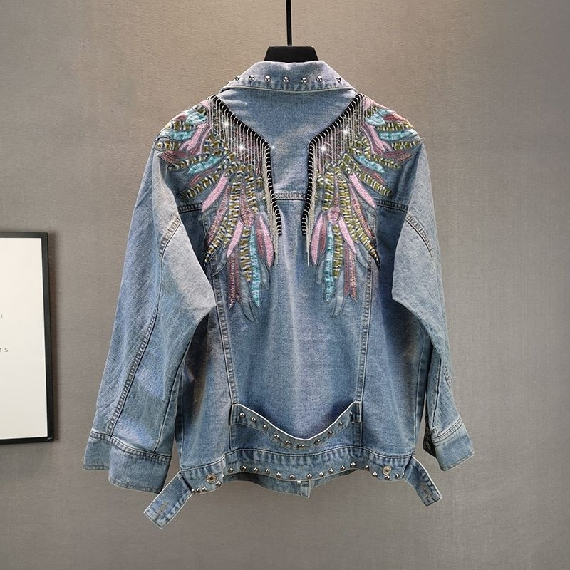 2024 New AutumnFashion Rivet W - مراجعة Patchwork Jean Jacket وسعره
