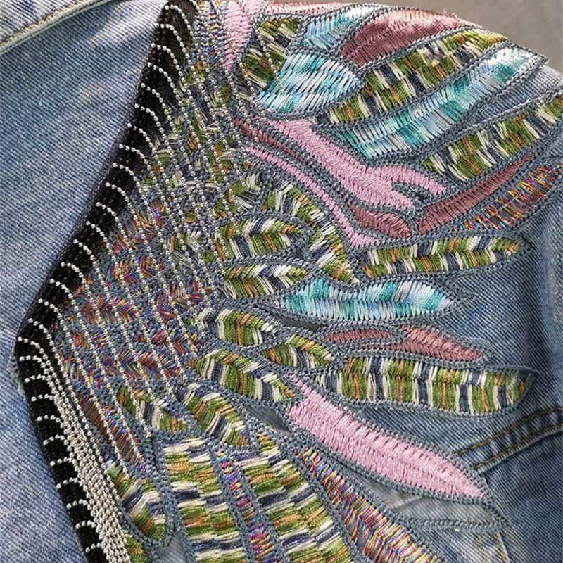 2024 New AutumnFashion Rivet W - مراجعة Patchwork Jean Jacket وسعره