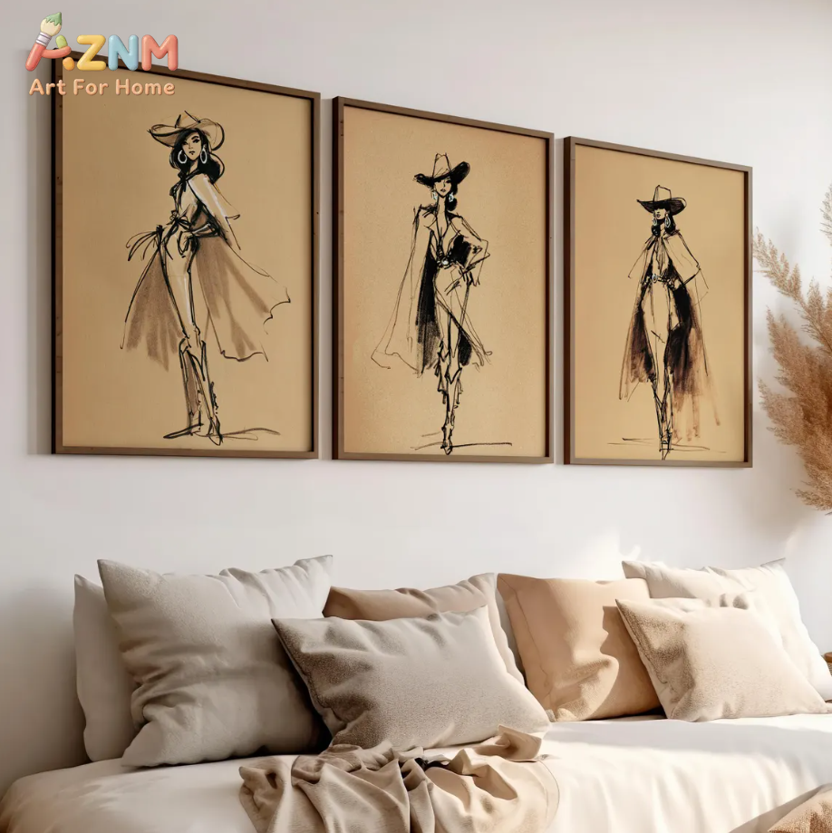 AZNM Vintage Cowgirl Sketch Ca - مراجعة Vintage Fashion Sketches وسعره