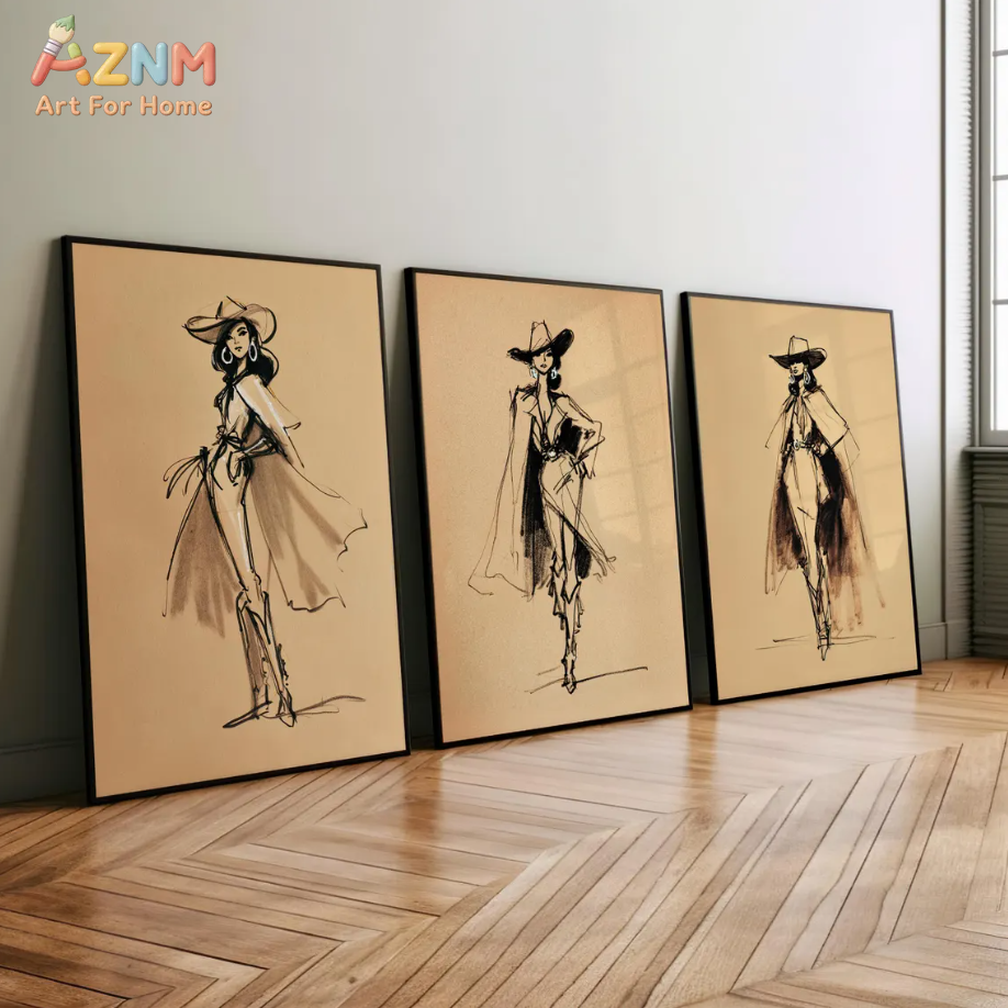 AZNM Vintage Cowgirl Sketch Ca - مراجعة Vintage Fashion Sketches وسعره
