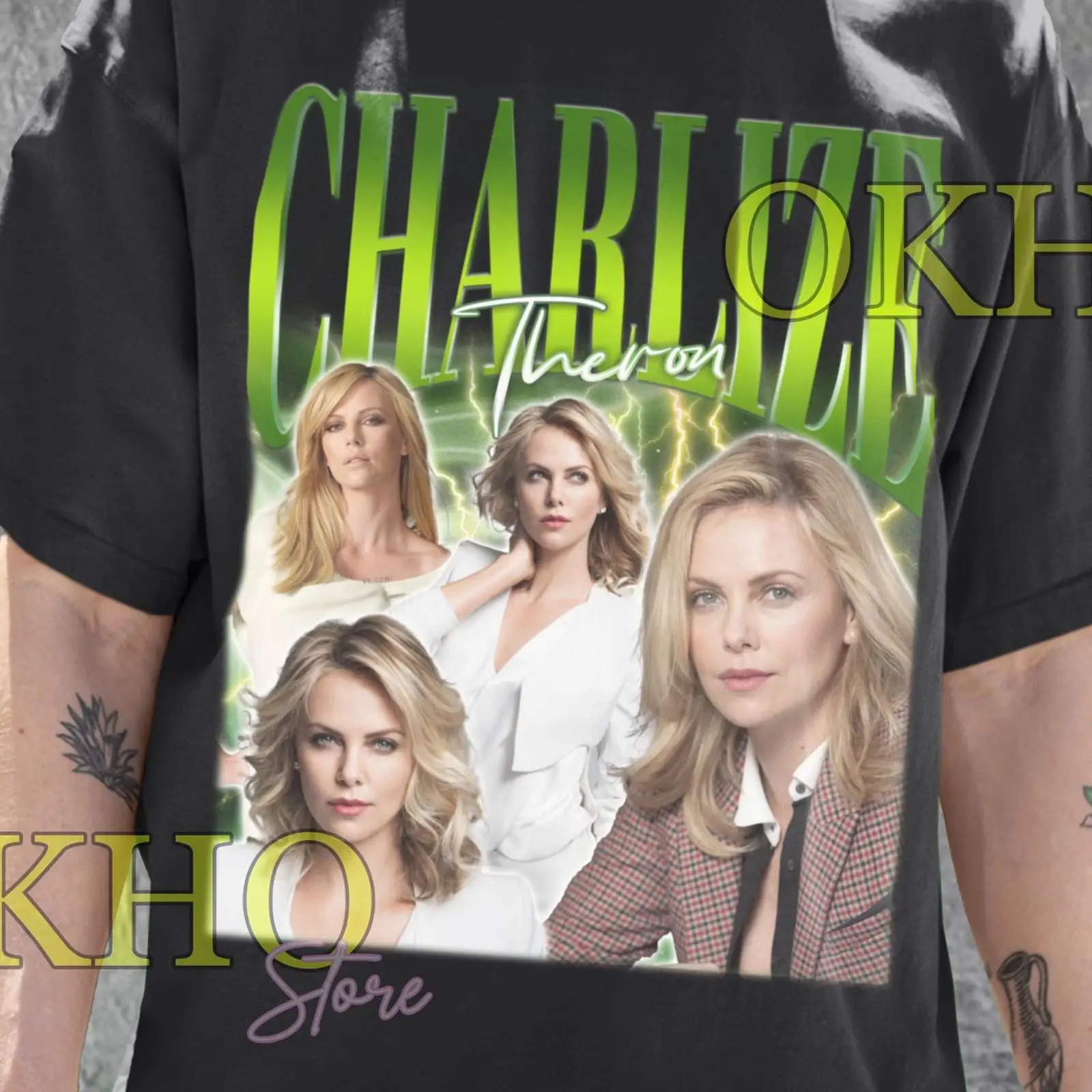 Charlize Theron Collage T Shir - مراجعة Vintage Fashion Collage وسعره