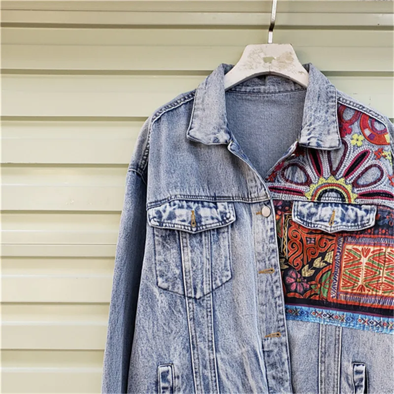 Bohemia Embroidery Splicing Bi - مراجعة Patchwork Jean Jacket وسعره