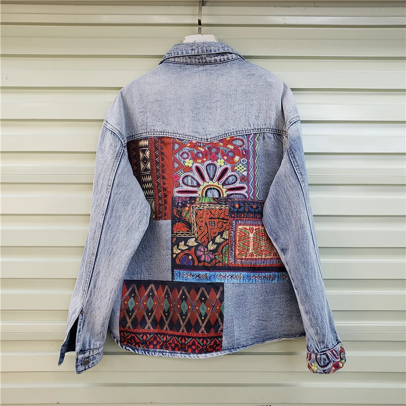 Bohemia Embroidery Splicing Bi - مراجعة Patchwork Jean Jacket وسعره