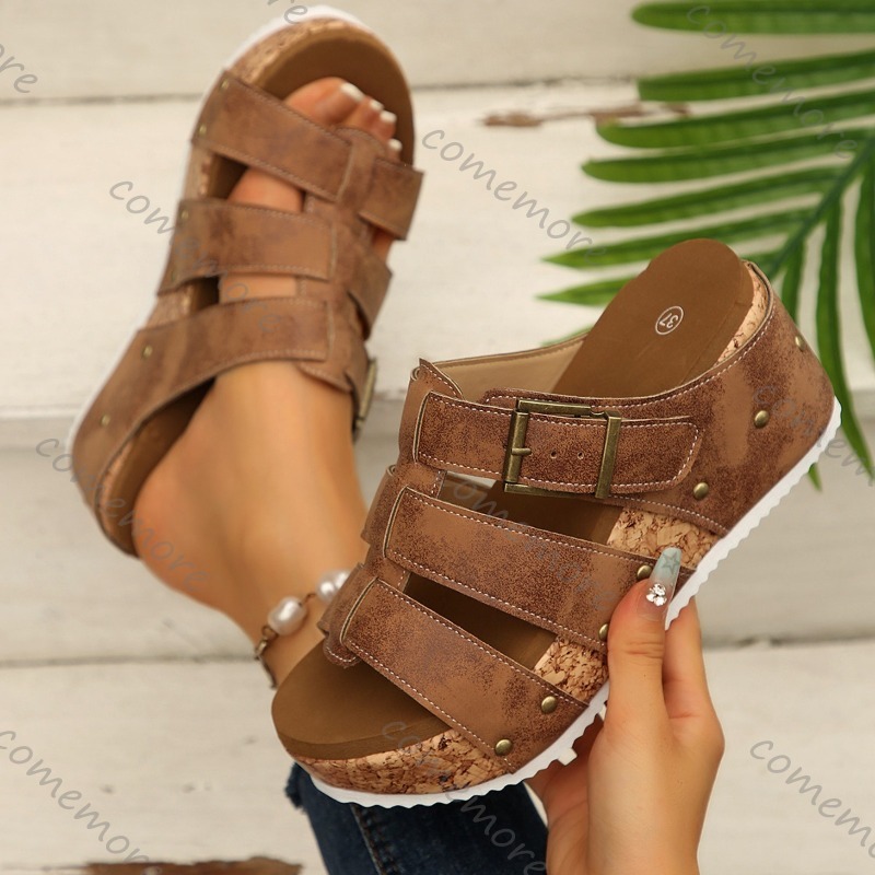Vintage Buckle Strap Wedge Sli - مراجعة Vintage Outdoor Fashion وسعره