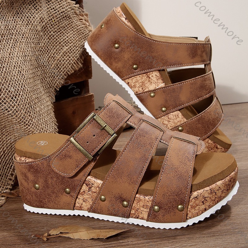 Vintage Buckle Strap Wedge Sli - مراجعة Vintage Outdoor Fashion وسعره