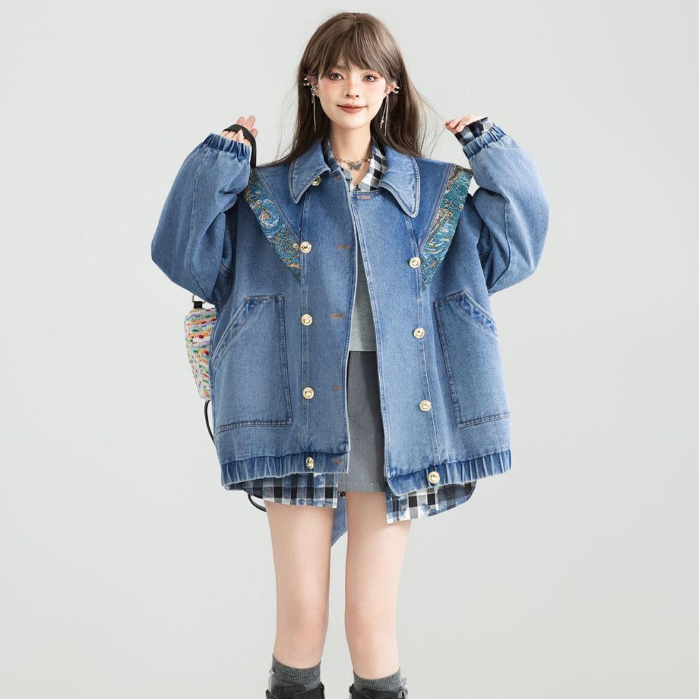 Vintage Denim Jacket Outwear W - مراجعة Patchwork Jean Jacket وسعره