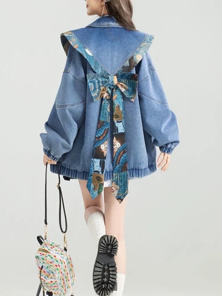 Vintage Denim Jacket Outwear W - مراجعة Patchwork Jean Jacket وسعره