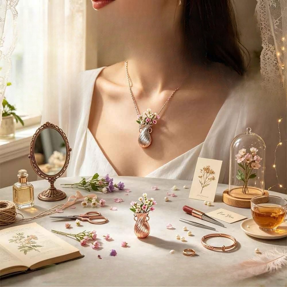 New Flower Bouquet Necklace We - مراجعة Vintage Fashion Sketches وسعره