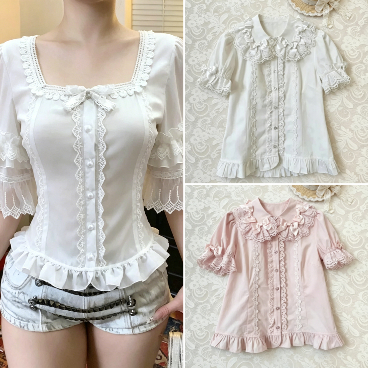 Vintage Y2K Lolita Style Blous - مراجعة Vintage Fashion Style Female وسعره