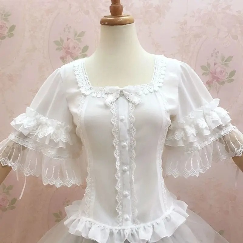Vintage Y2K Lolita Style Blous - مراجعة Vintage Fashion Style Female وسعره