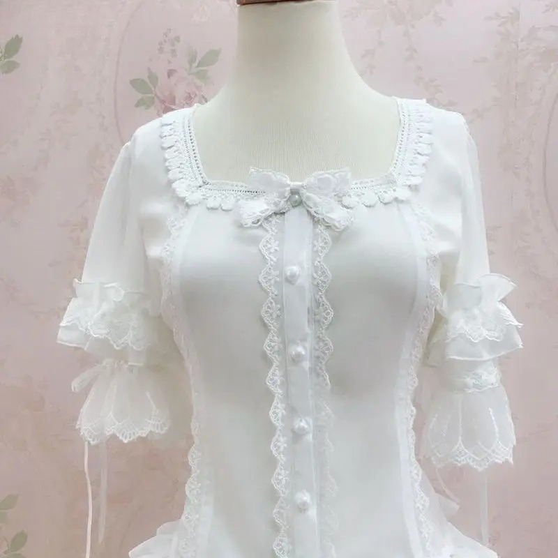 Vintage Y2K Lolita Style Blous - مراجعة Vintage Fashion Style Female وسعره