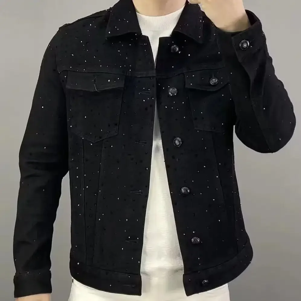 Jeans Coat for Men Button Casu - مراجعة Patchwork Jean Jacket وسعره