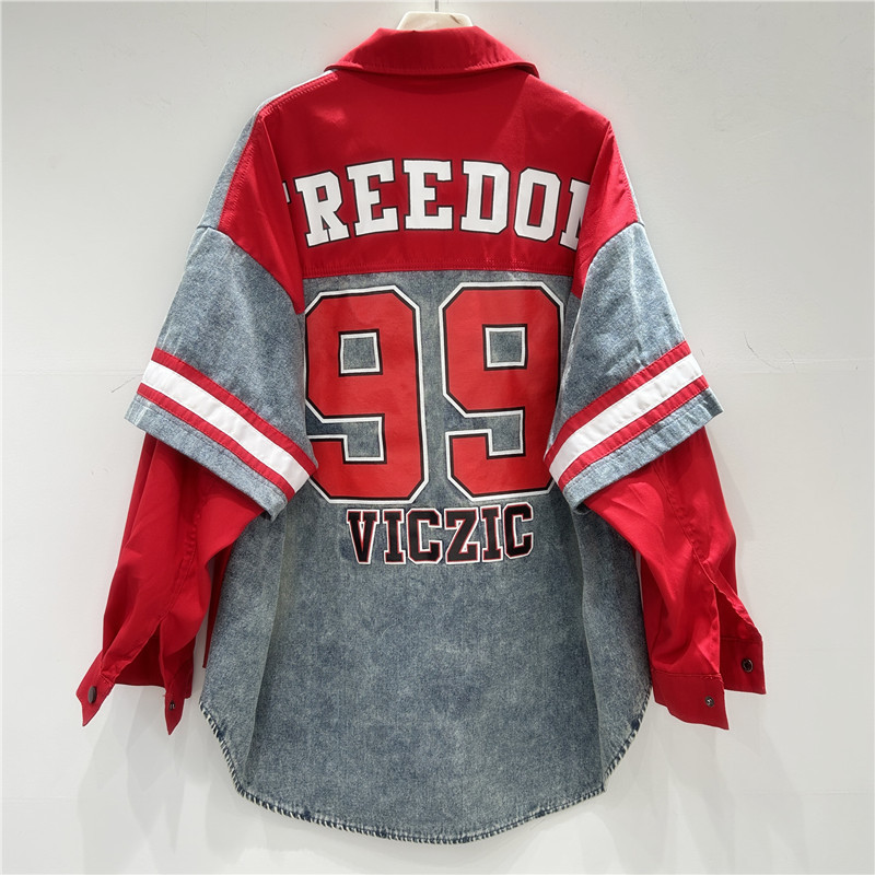 Retro Woman Denim Patchwork Sh - مراجعة Patchwork Jean Jacket وسعره