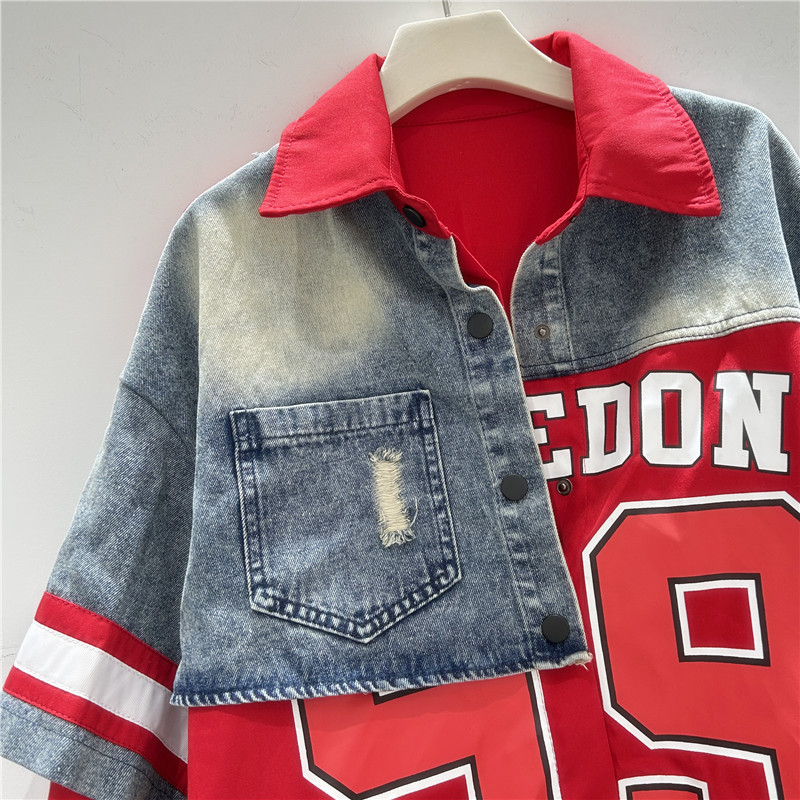 Retro Woman Denim Patchwork Sh - مراجعة Patchwork Jean Jacket وسعره