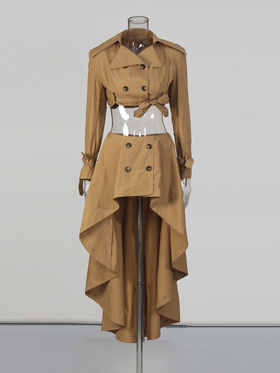CHICEVER Khaki Spliced Lace Up - مراجعة Vintage Fashion Jersey وسعره