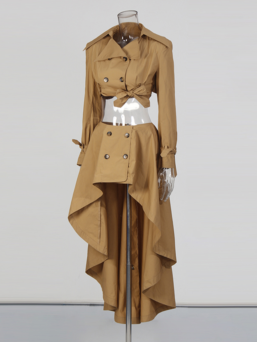 CHICEVER Khaki Spliced Lace Up - مراجعة Vintage Fashion Jersey وسعره