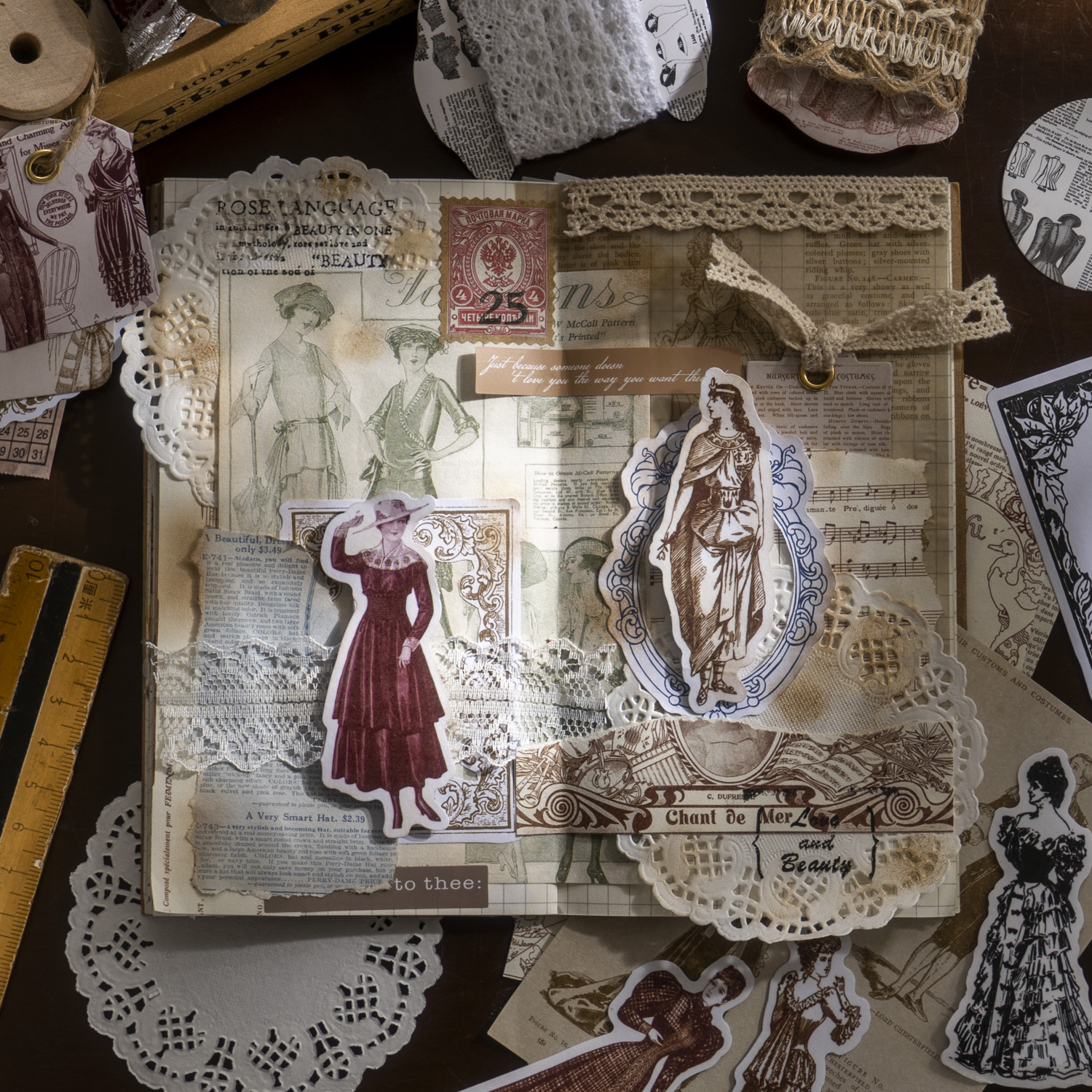 45 pcs Classical European Stic - مراجعة Vintage Fashion Collage وسعره