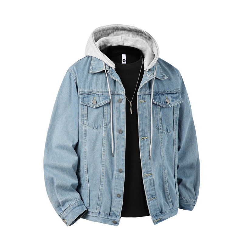 Men Hooded Denim Jacket Men St - مراجعة Patchwork Jean Jacket وسعره