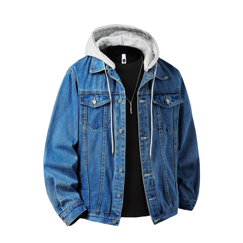 Men Hooded Denim Jacket Men St - مراجعة Patchwork Jean Jacket وسعره